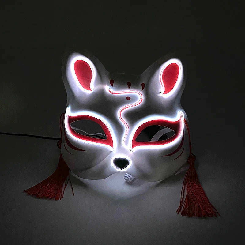 Halloween 10 Colors LED Neon El Wire Mask Cosplay Luminous Fox Mask Dance Party Dress Accessories