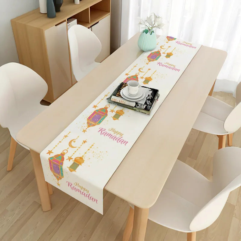 EID Mubarak Table Runner Ramadan Decorations 2024 for Home Tablecloth Ramadan Kareem Eid Al Adha Islamic Muslim Party Decoration