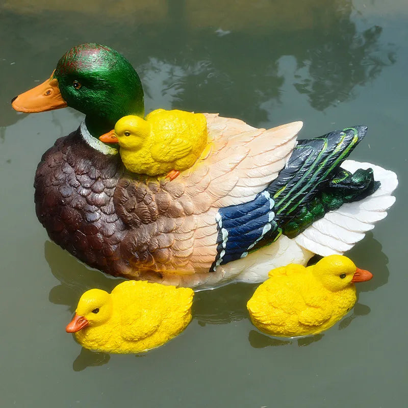 Cute Resin Floating Duck Statue Outdoor Garden Pond Fish Tank Decorative Swimming Wild Duck Sculpture for Garden Decor Ornament