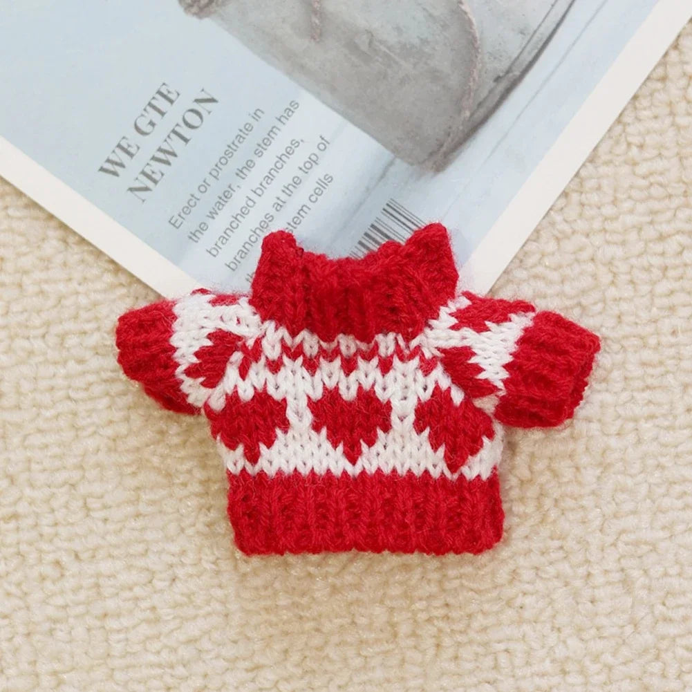 Mini Doll'S Clothes Outfit Accessories for Labubu for Elf Doll Knitted Christmas Love Twisted Solid Santa Sweater Clothing