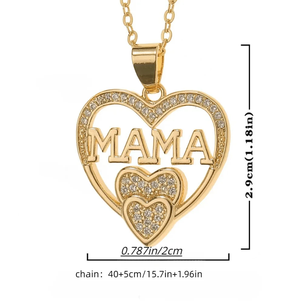 Women Letter Mama Necklace, Trendy Party Jewelry, Christmas Halloween Gift, Valentine's Day Gift for Women Mom Family Friends