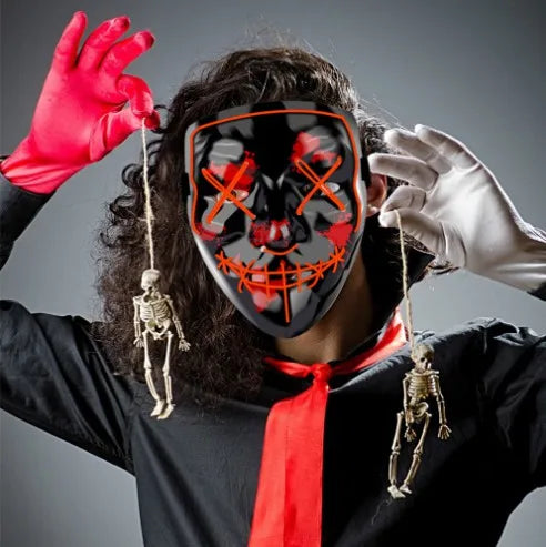 LED Halloween Mask Luminous Neon Mask Glow in the Dark Mascaras Halloween Party Costume Cosplay Masques Props Horror Mask