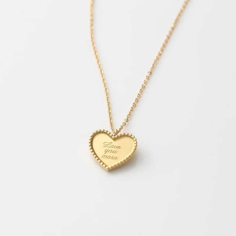PVD 18 Gold Plated Heart Pendant Love You More Choker Necklace Stainless Steel Jewelry Valentine's Day Gift Necklace for Women