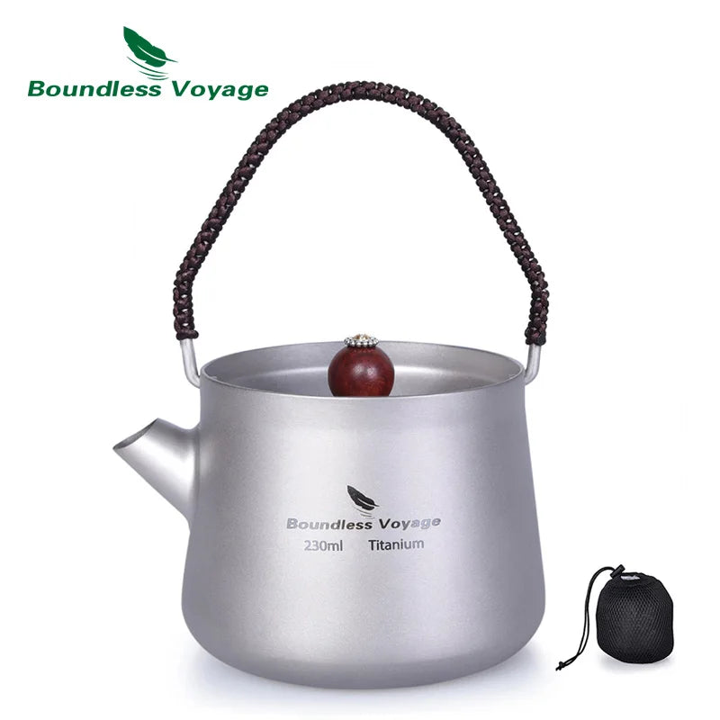 Boundless Voyage Tea Pot Cup Chinese Titanium Kung Fu Tea Set Camping Portable Ultralight Landscape Painting Tea Tray and Kettle