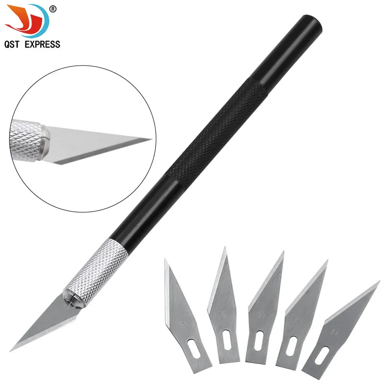 1 Set Precision Hobby Knife Metal Handle With Blades for Arts Wood Carving Tools Crafts Phone PCB Repair Multi DIY Hand Tools
