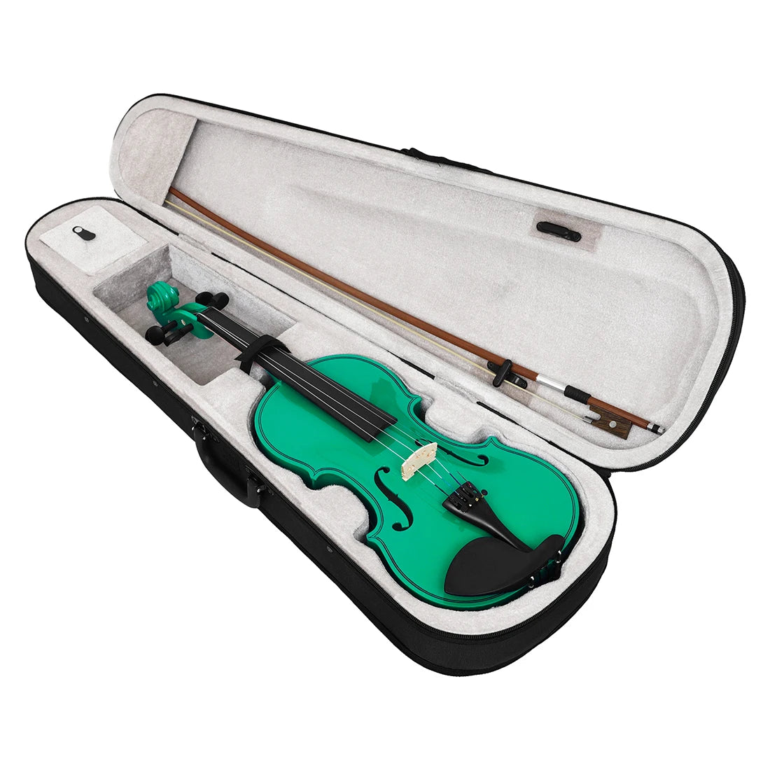 4/4 Full Size Solid Wood Acoustic Violin for Violin Beginner With Case and Bow, Green / Purple Color Fiddle