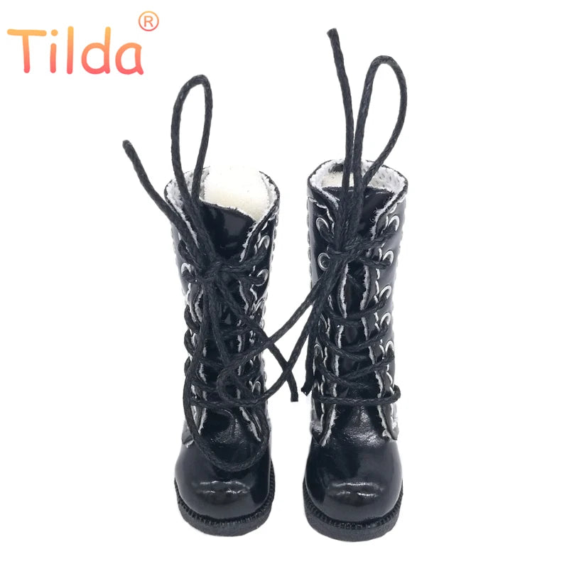 Tilda 3.2cm Doll Boots for Blythe Doll Toy,1/6 Mini Leather Dolls Shoes for Blyth Azone BJD,Casual Puppet Shoes Accessories