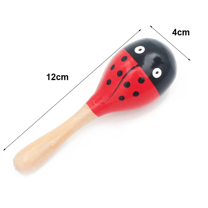 1Pc 12x4cm Infant & Toddlers Wood Sand Hammer Wooden Maraca Rattles Sand Hammer Kids Musical Party Favor Child Baby Shaker Toy