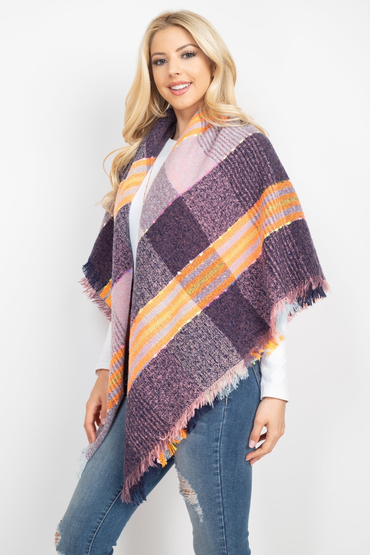 Multi Color Blanket Fringed Scarf