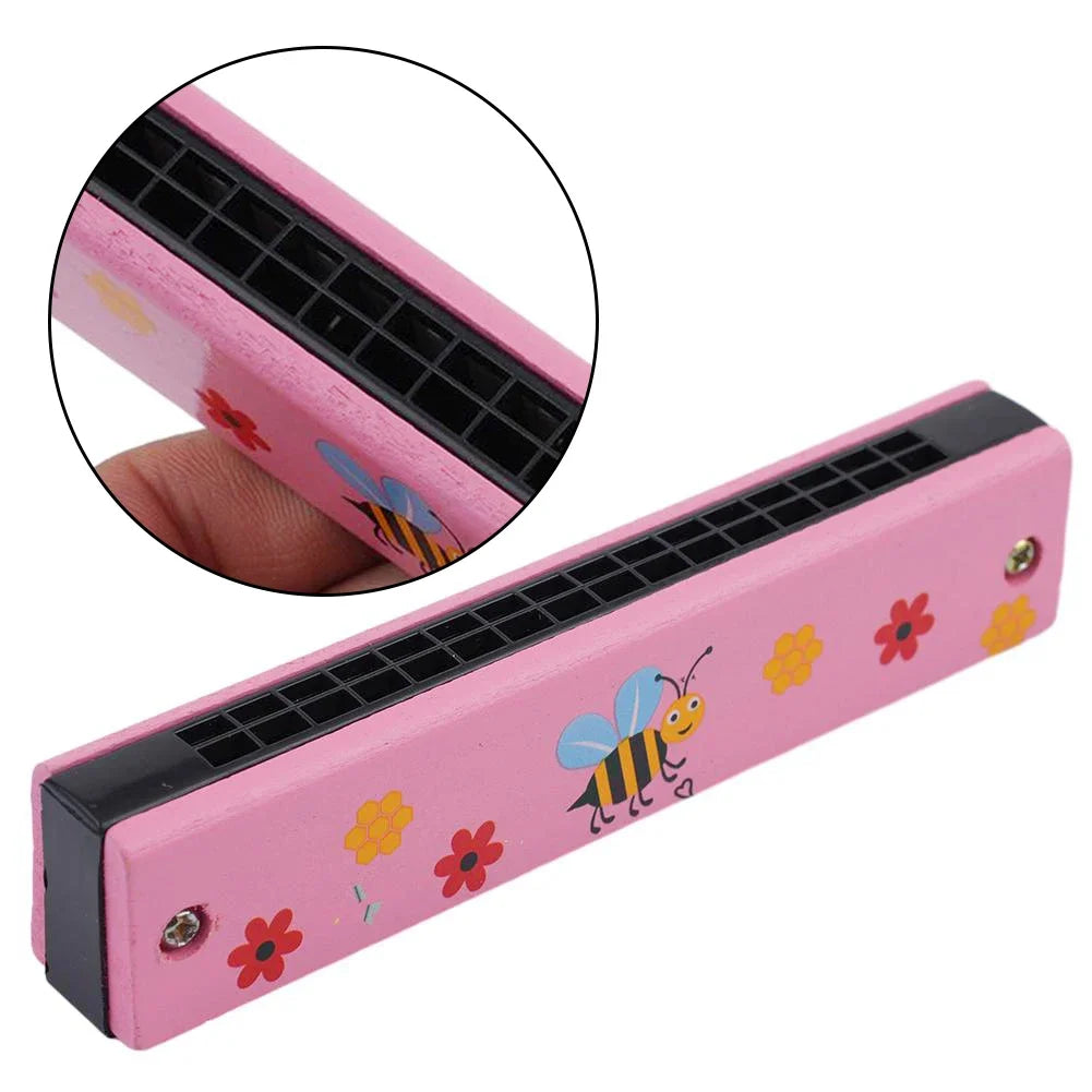 Wooden Harmonica Multicolored for Children 16 Holes Harmonica Mouth Organ Kids Music Instrument Educational Toy Gift