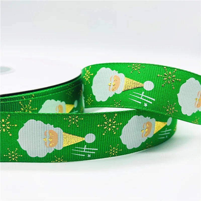 5yards/Lot 25mm Christmas Ribbon Printed Christmas Polyester Ribbon for Handmade Design Christmas Decoration Gift Packing