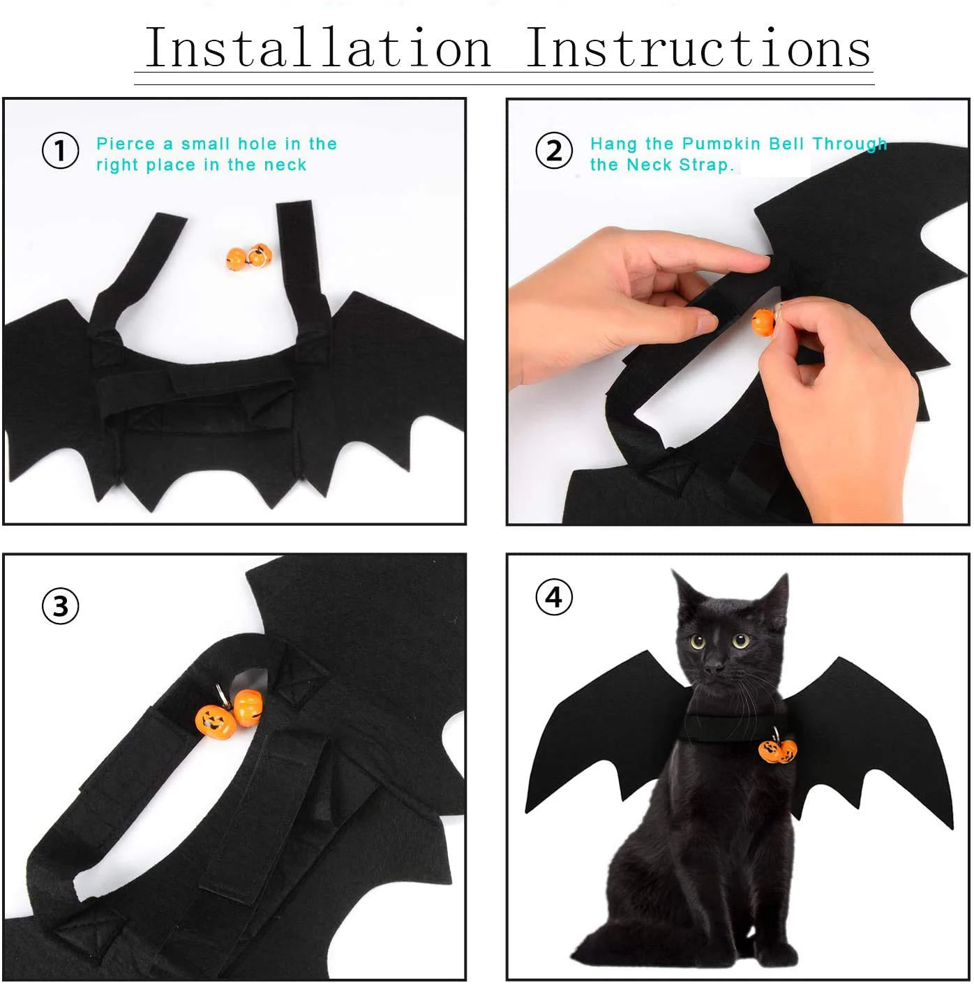 Halloween Cat Clothes Bat Wings Funny Dog Cosplay Costume With Pumpkin Bells 2023 New Dog Clothes Pet Supplies
