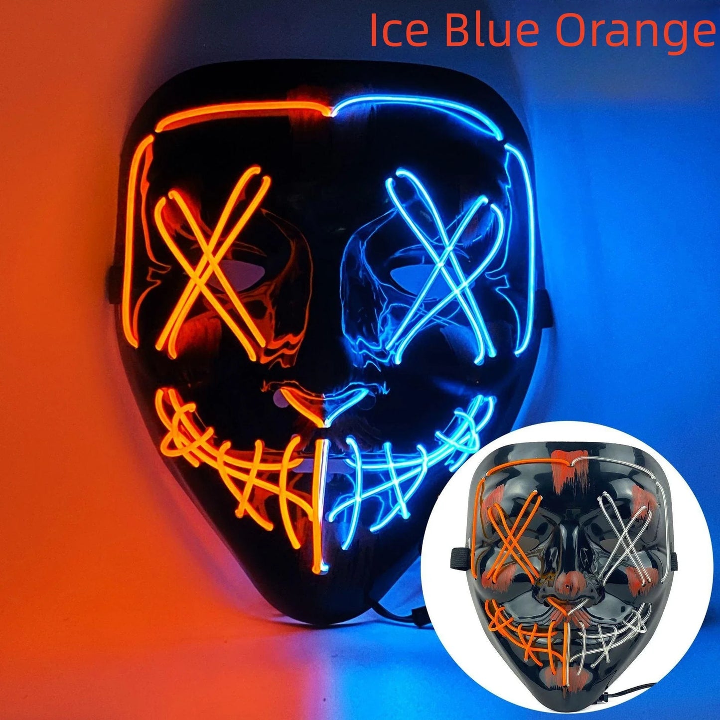 Hot Sale Halloween Glowing Scary Face Mask Luminous LED Purge Mask Neon Light Up Horror Party Mask Cosplay Costume Supplies
