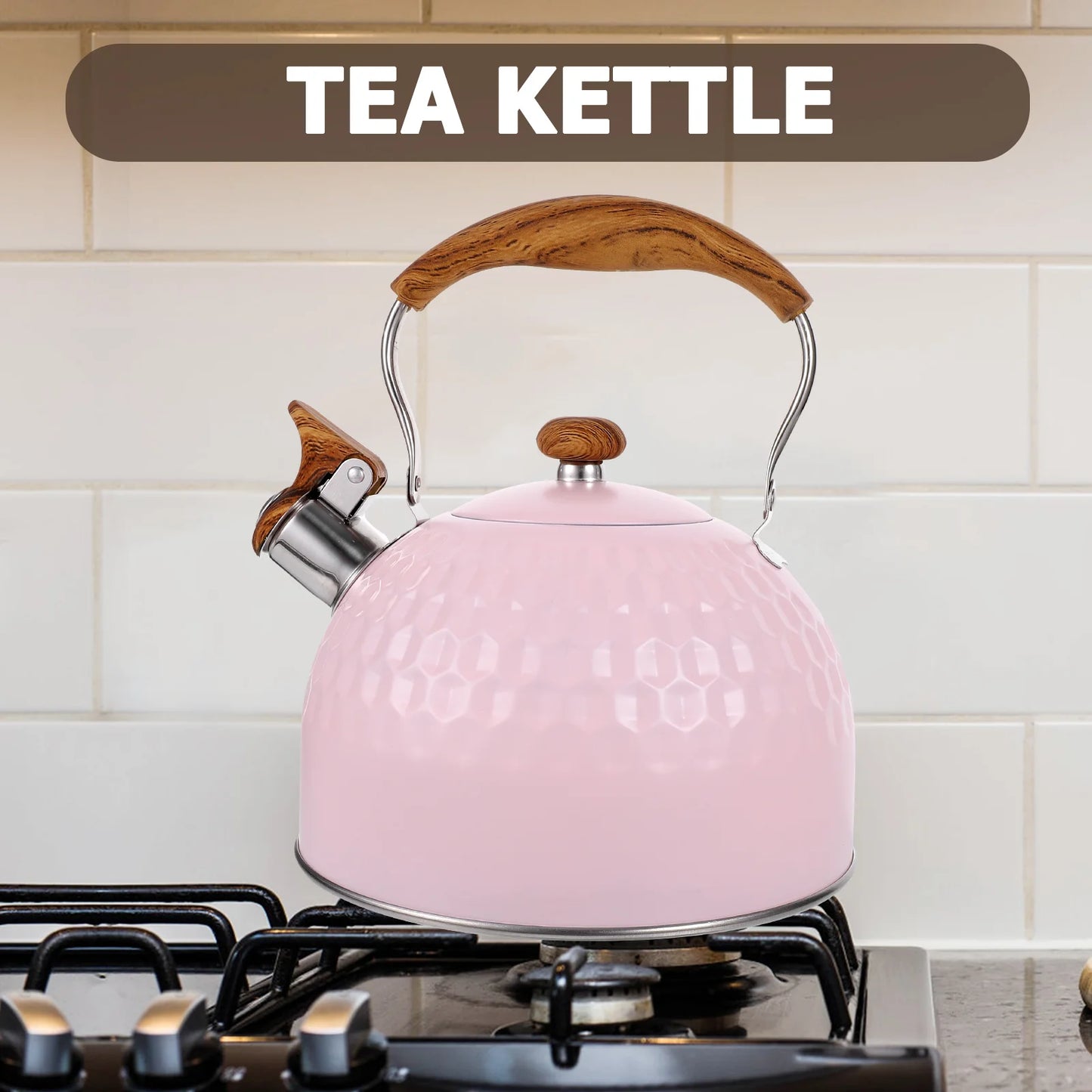 Stainless Steel Kettle Practical Pink Tea Kettles Pots Whistling Teakettle for Boiling Water Gas Stoves Heating Convenient