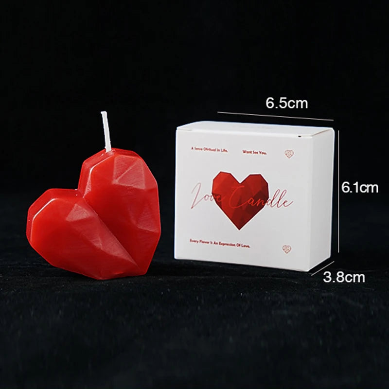 Love Aromatherapy Candle Valentine's Day Wedding Gift Heart Shaped Handmade Atmosphere 3D Design Geometric Texture Shaped Candle