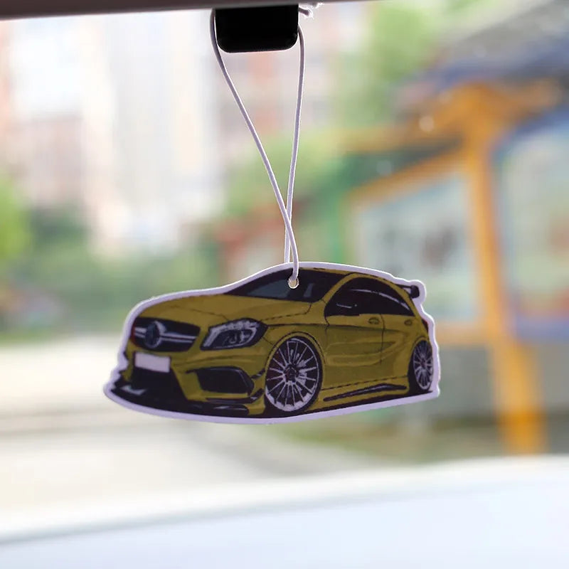 JDM Style Car Rear View Mirrow Pendent Air Freshener Solid Paper Piston Brake Wheel Rim Shock Absorber