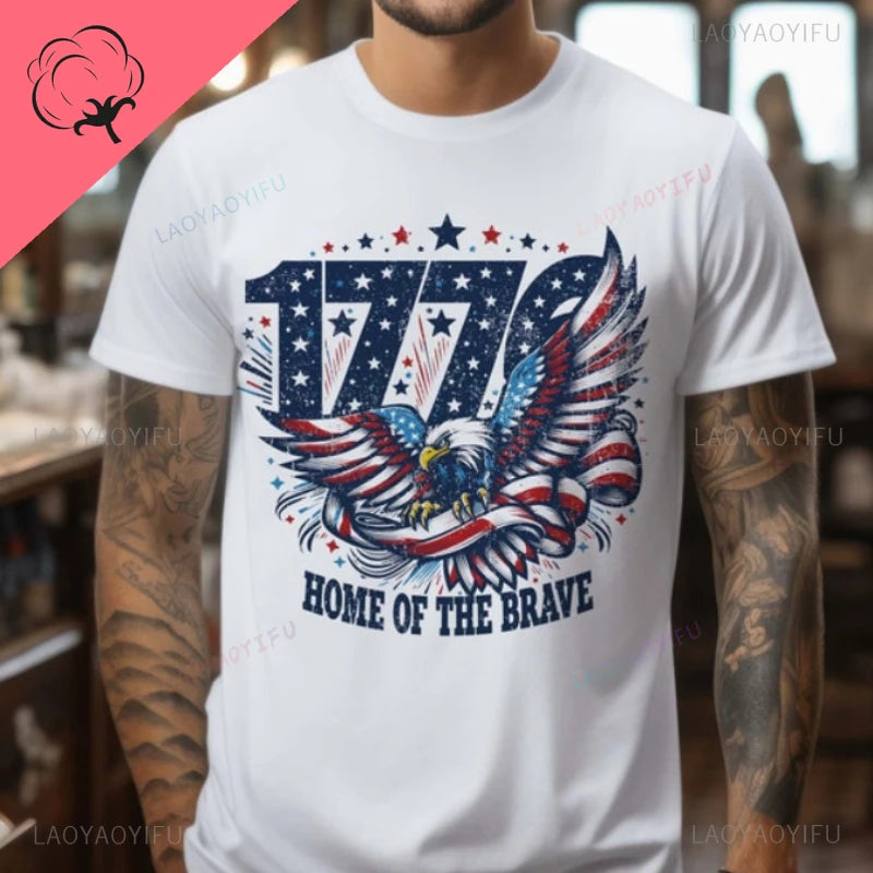 American Eagle 1776 Personal Birthday Gift 4th of July Independence Day Man T-Shirt Veterans Day Memorial Day USA Patriotic Tee
