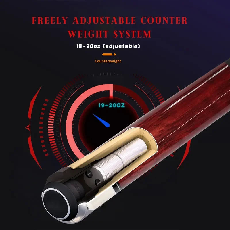 Billiard Cue Carbon Fiber Technology Billiard Stick 12.4mm Pigskin Tip Radial Joint 1474mm/58" 19-21oz Play/Break/Snooker Pool