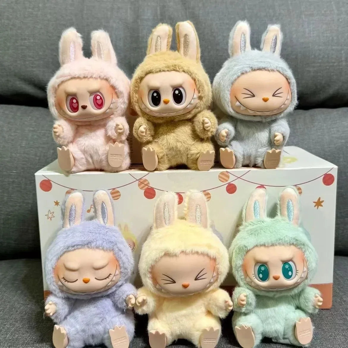 1:1High Quality Macaron 2nd the Monsters Labubu Sitting Party Vinyl Plush Blind Box Decorative Surprise Box Doll Collection Gift
