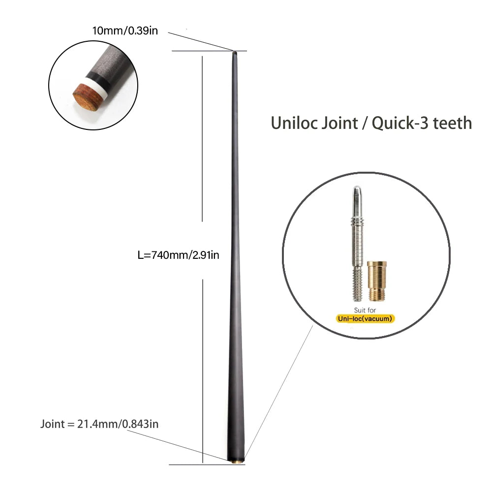 Customized 100% Carbon Fiber Shaft Billiard Pool Cue Stick 10/12/12.4/12.9/13.9mm Shaft Uni-Loc Joint Single Shaft