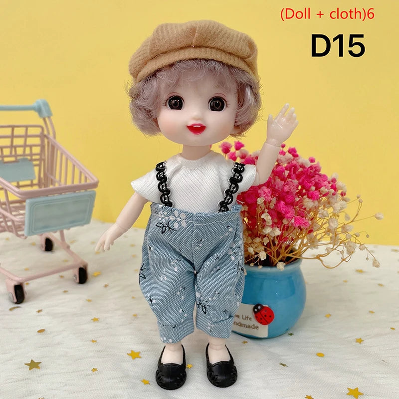 17cm Mini Doll 13 Movable Joint Doll With 3D Big Eyes DIY Toy Doll With Clothes Dress Up 1/12 Fashion Doll Children Girls Gift