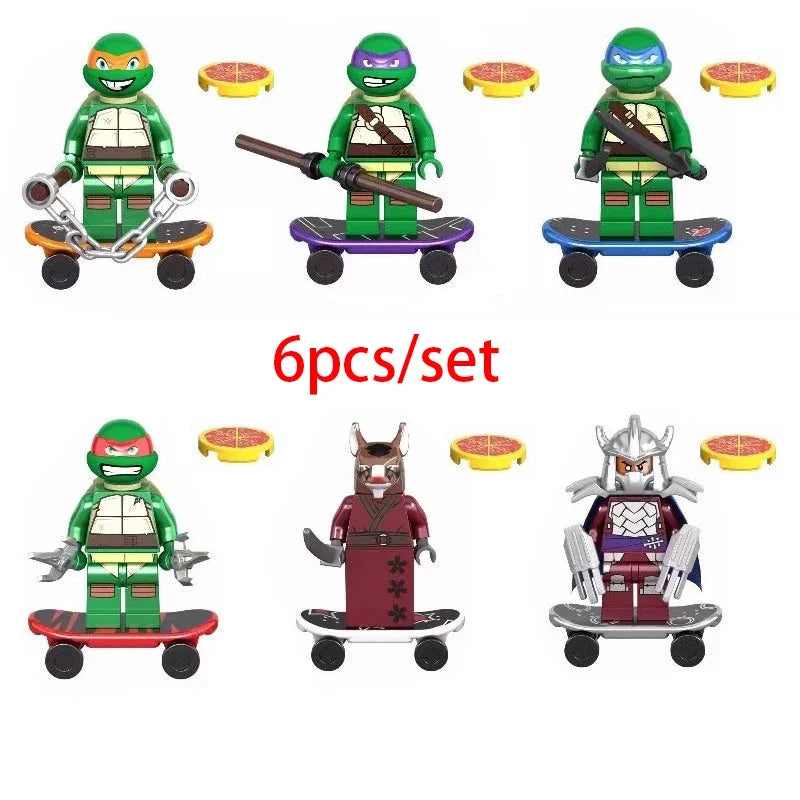 4pcs 6pcs TMNT Mini Action Figures Ninja Turtle Bricks Leo Raph Don Doll Assemble Building Blocks MOC DIY Toys for Children