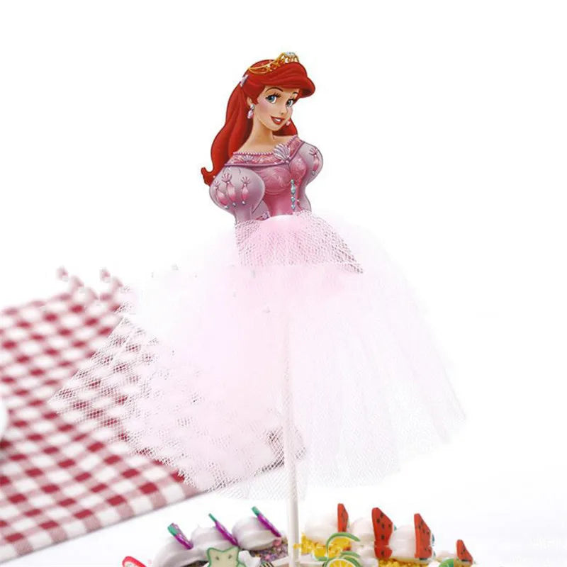Disney Cake Topper Decoration Happy Birthday Party Snow White Cake Decor Frozen Elsa Birthay Supplies Ariel Sofia Princess Cake