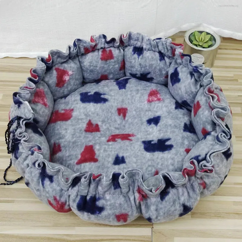 Round Dog Cat Bed Basket Warm Plush Cats Cushion Pet Bag Mat Winter House Soft Nest Puppy Sleeping Sofa for Small Dogs Cat