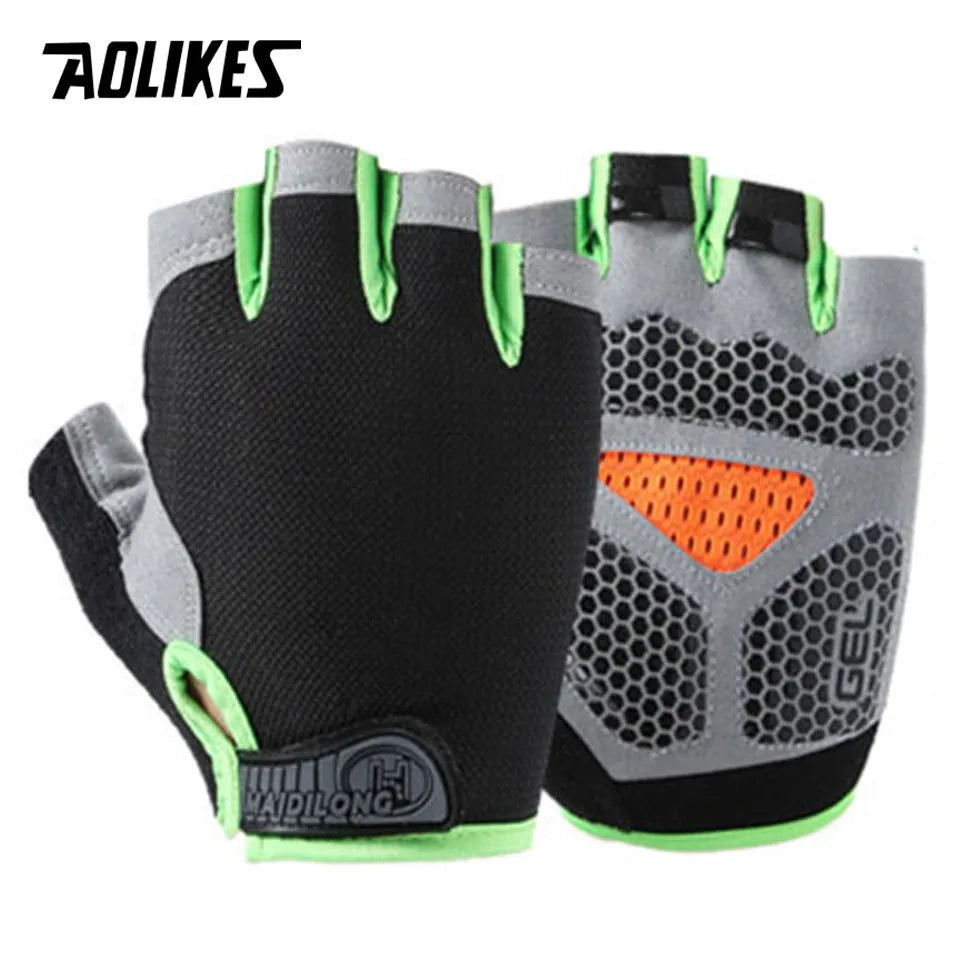 AOLIKES Cycling Gloves MTB Road Riding Gloves Anti-Slip Camping Hiking Gloves Gym Fitness Sports Bike Bicycle Glove Half Finger