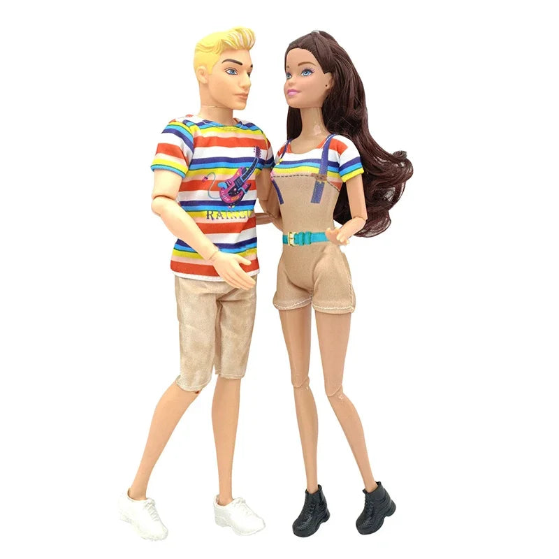 30cm Couple Doll Girlfriend & Boyfriend Ken Doll 1/6 Doll With Wheat Complexion Body Couple Outfit Parents Cosplay Toys Gifts