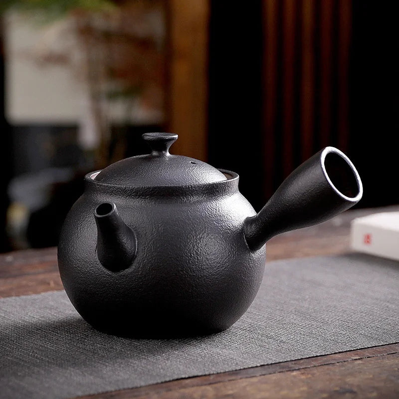 350ml Japanese Style Coarse Pottery Teakettle Long Handle Teapot Handmade Retro Large Capacity Tea Cup Kung Fu Tea Teaware