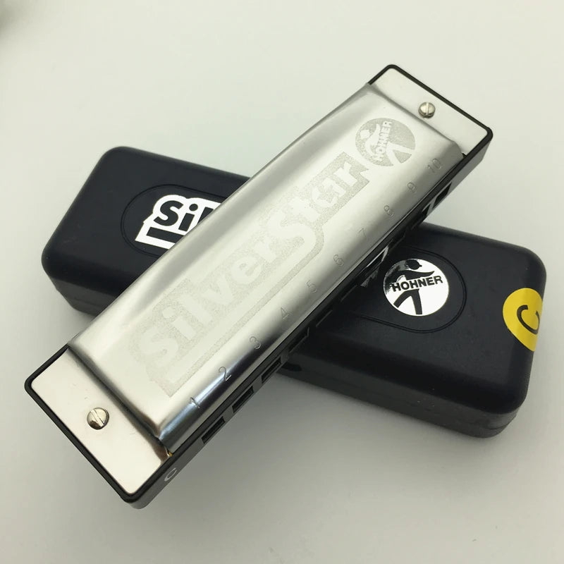 Hohner 10 Holes Armonica Diatonica Harmonica Blues Harp Key of C Mouth Organ Sliver Star Gaita Music Instrument Mundharmonika