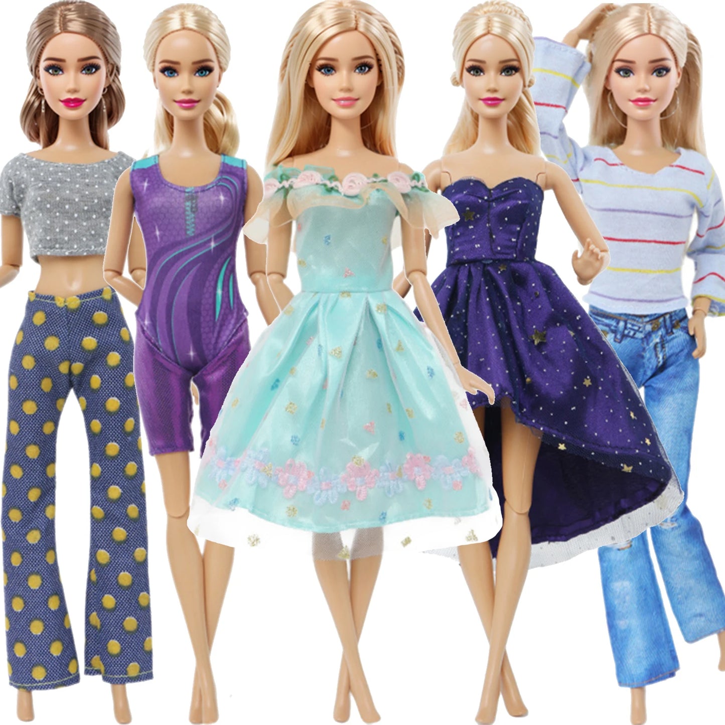 5 Set 3 Set Handmade Fashion Outfit Daily Casual Wear Blouse Shirt Vest Bottom Pants Skirt Clothes for Barbie Doll Accessories