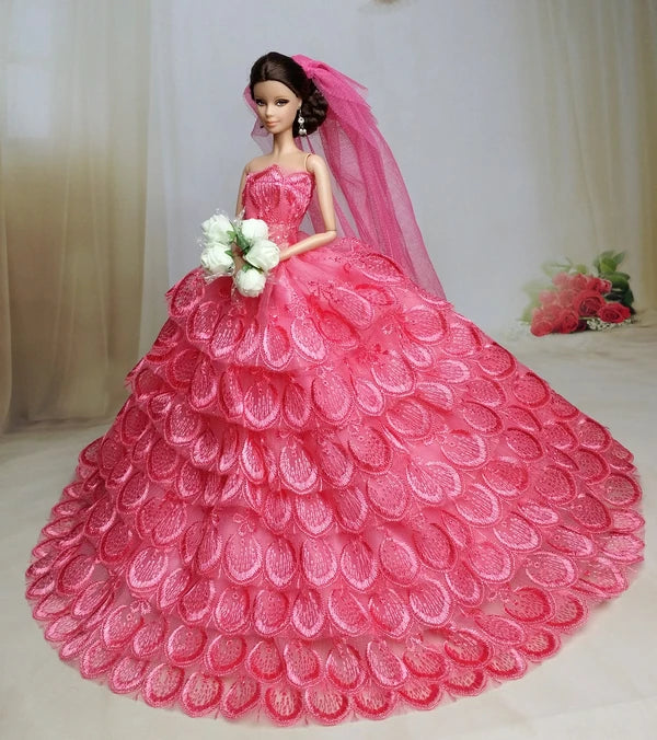Princess for Barbie Doll Clothes Set Wedding Dress Six Points Dream Wedding Clothes Snow White Free Shipping