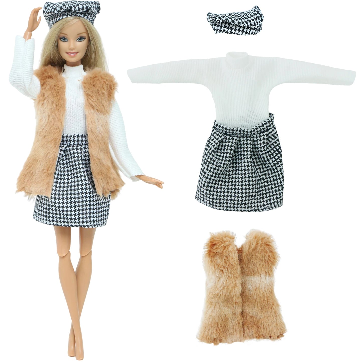 1 Pcs Handmade High Quality Doll Coat Dress Fur Clothes for Barbie Doll Winter Wear Leopard Outfit Doll Accessories Kids Toys