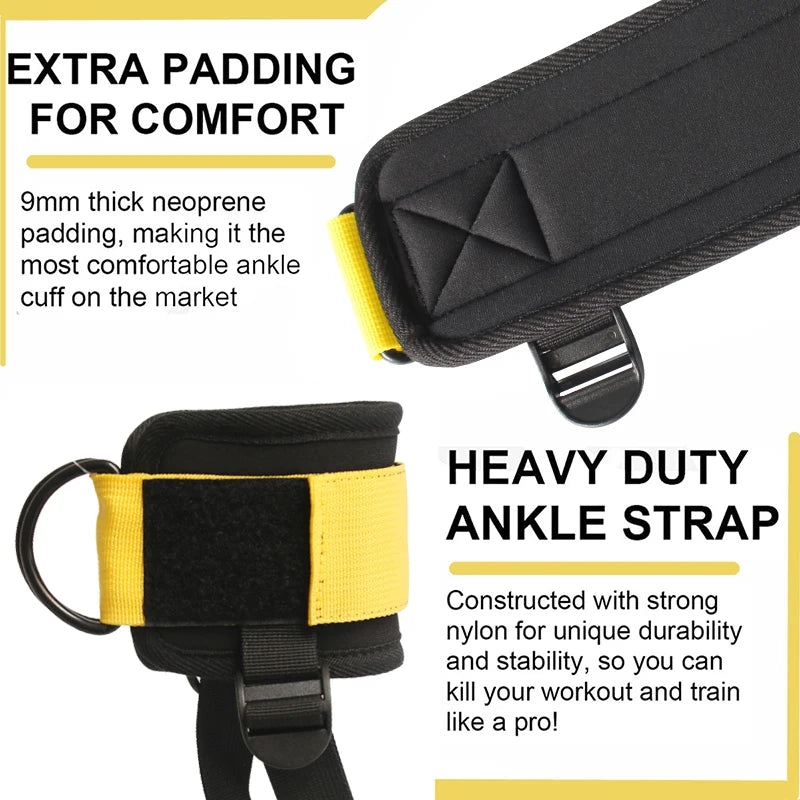 Gym Ankle Straps Double D-Ring Adjustable Neoprene Padded Cuffs Ankle Weight Leg Training Brace Support Sport Safety Abductors