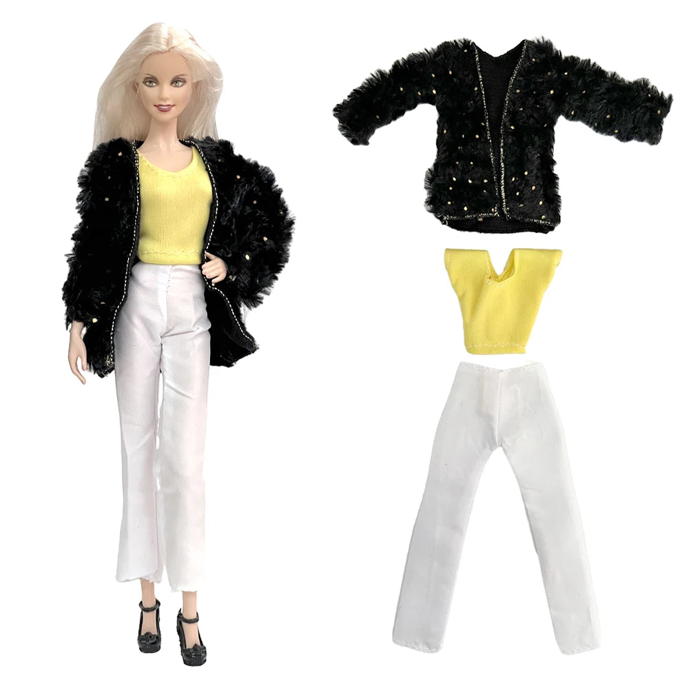 NK Official Mix Style Clothing Fashion Clothing Soft Fur Coat Doll Dress Casual Wear Clothes for Barbie Doll Accessories JJ
