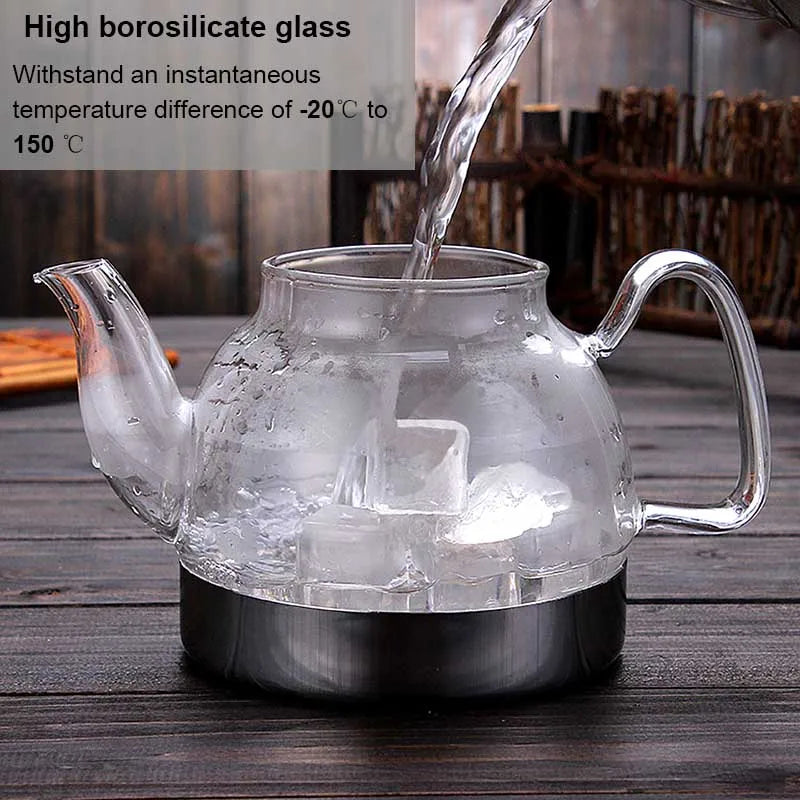 YMEEI 800/1100ml Glass Teapot Gas Stove Induction Cooker Water Kettle Chinese Teapot With Filter Heat Resistant Flower Tea