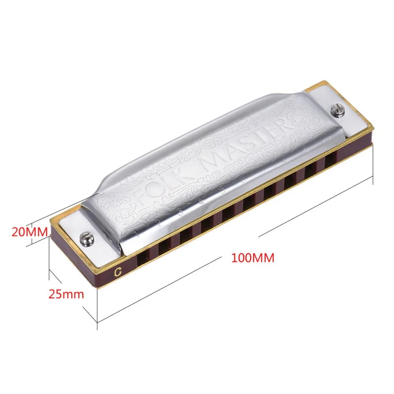 Suzuki Harmonica Folk Master 1072 Standard Beginner 10 Hole 20 Tone Diatonic Key of C a D E F G