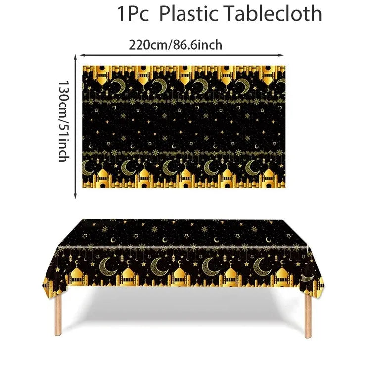 Eid Mubarak Tablecloths Ramadan Decoration for Home 2024 Islamic Muslim Party Decor Ramadan Tableware Supplies Eid Al Adha Gift