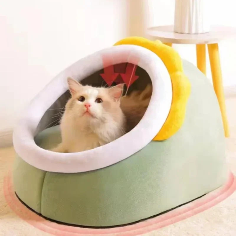 Cat Bed House Kennel Nest Round Pets Sleeping Cave Kitten Beds Pet Basket Cozy Kitten Lounger Cushion Cat House Tent Dog House