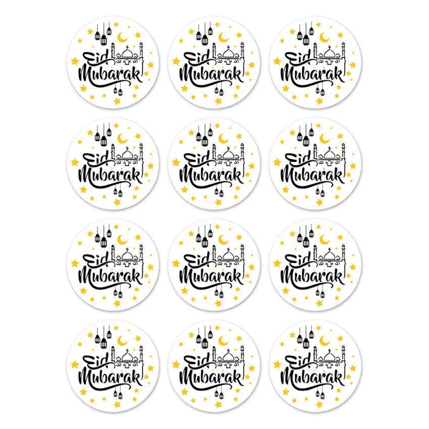 60Pcs Ramadan Kareem Eid Al-Fitr Decorative Stickers Blessed Eid Mubarak Muslim Religion Festival Decor Food Gift Bag Sealing
