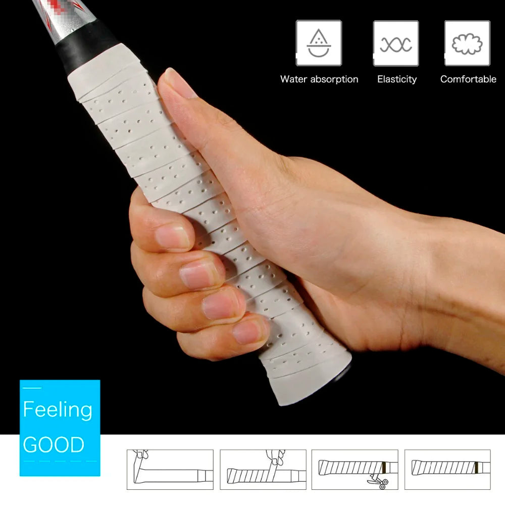 QUESHARK Pro 60 Pcs Tennis Racket Grips Coated Anti-Skid Sweat Absorbed Tapes Badminton Tennis Overgrips Fishing Rod Sweatbands