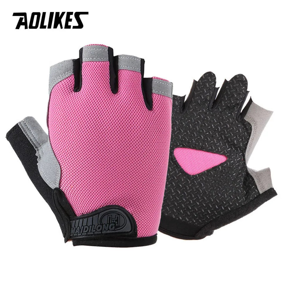 AOLIKES Cycling Gloves MTB Road Riding Gloves Anti-Slip Camping Hiking Gloves Gym Fitness Sports Bike Bicycle Glove Half Finger