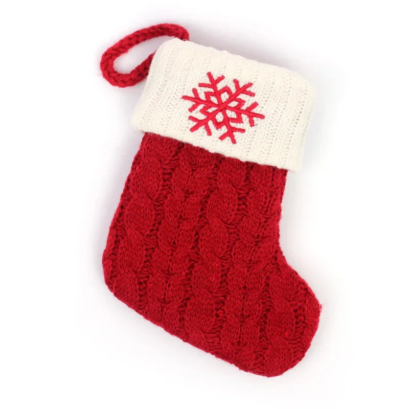 Merry Christmas Socks Red Snowflake Alphabet Letters Christmas Stocking Christmas Tree Pendant Decorations for Home Xmas Gift