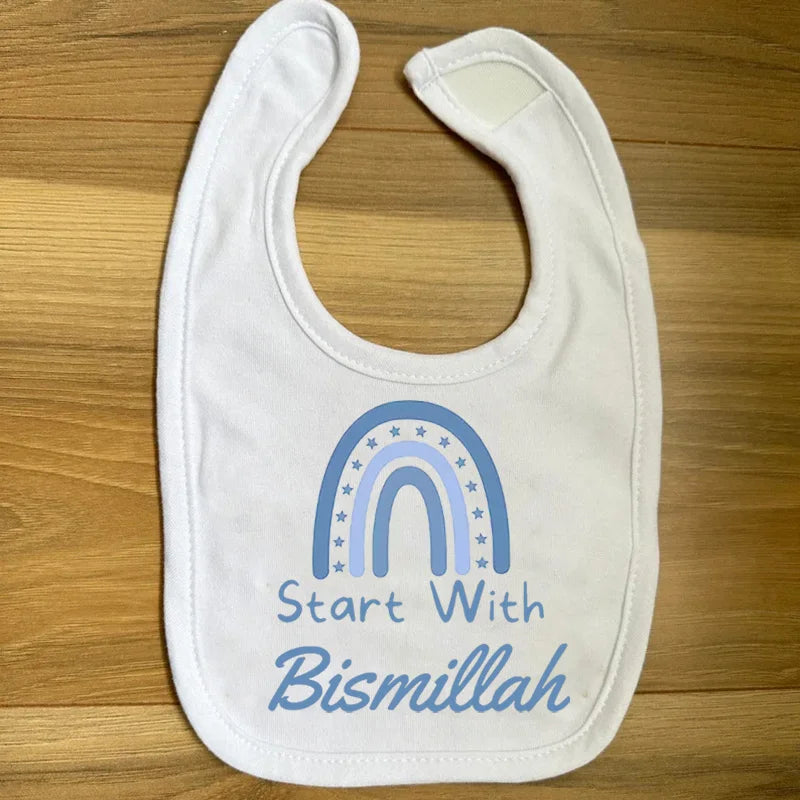 Rainbow Start With Bismillah Bib Ramadan Mubarak Muslim Islamic Kareem Eid Al Fitr Iftar Decoration Baby Shower Boy Girl Gift
