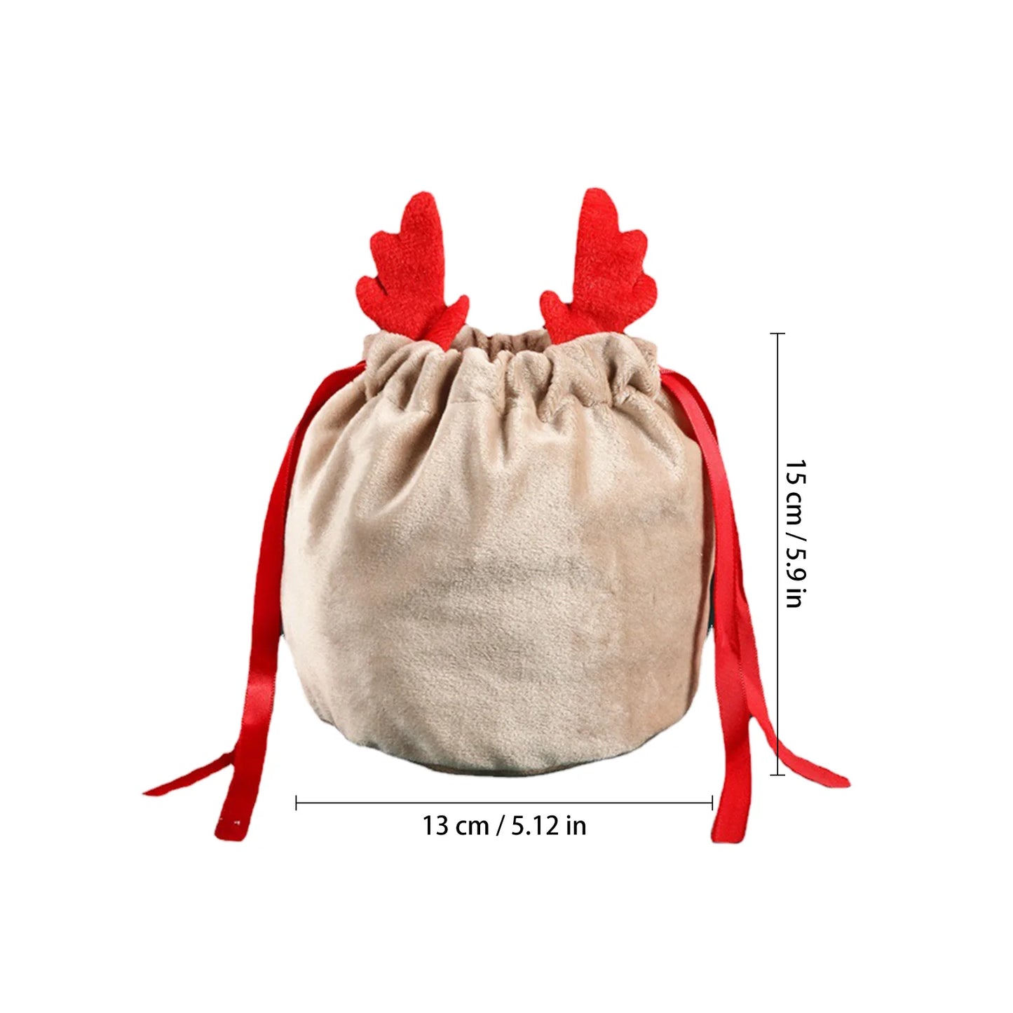 5/10Pcs Christmas Reindeer Candy Gift Bag Velvet Santa Sacks Drawstring Gift Bags Christmas Decoration Kids New Year Party Gift