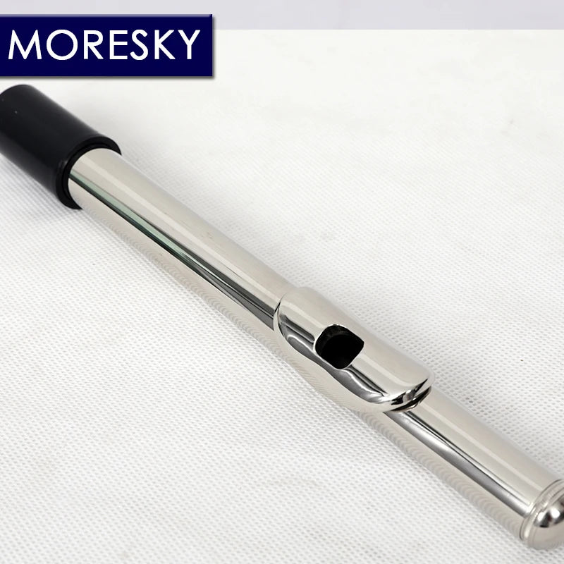 MORESKY 16/17 Close/Open Holes C Key Flute Instrument Cupronickel Nickel Plated Concert Flute With E Key