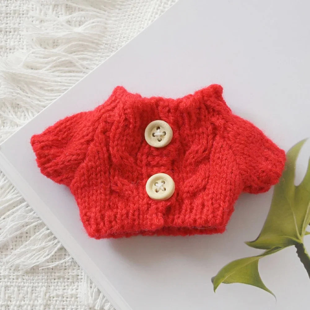 Mini Doll'S Clothes Outfit Accessories for Labubu for Elf Doll Knitted Christmas Love Twisted Solid Santa Sweater Clothing