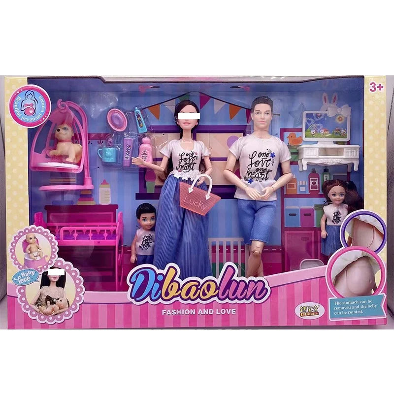 Newest Handmade Doll Accessories Baby Dolls Pregnant Mom Lady Father Dad Ken for Barbie Game Christmas Birthday Present Gift